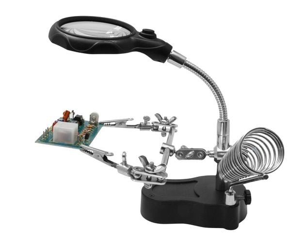 Produktbild: PEBARO HH3 - Helping Hand mit LED-Licht und Lupe, LED-Beleuchtung f&uuml;r Elektronik und Modellbau