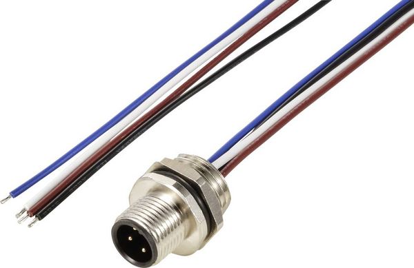 Produktbild: TRU COMPONENTS TC-12833040 Sensor/Aktor Einbaustecker M12 Stecker, Einbau 0.5 m Polzahl Sensoren: 4 1 St.