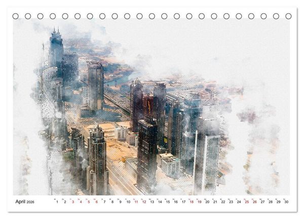 Produktbild: Dubai - Impressionen in Aquarell (Tischkalender 2026 DIN A5 quer), CALVENDO Monatskalender