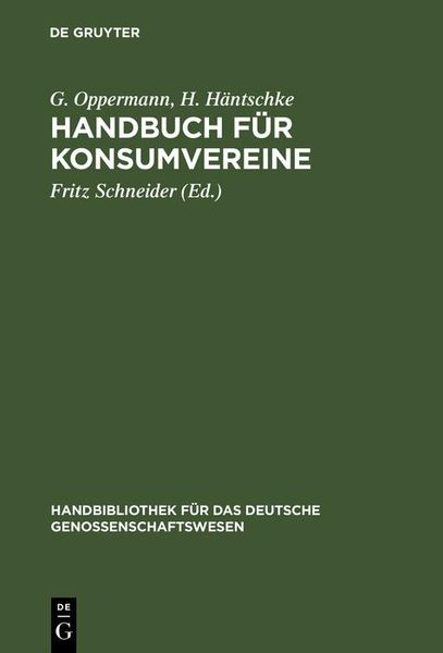 Produktbild: Handbuch f&uuml;r Konsumvereine