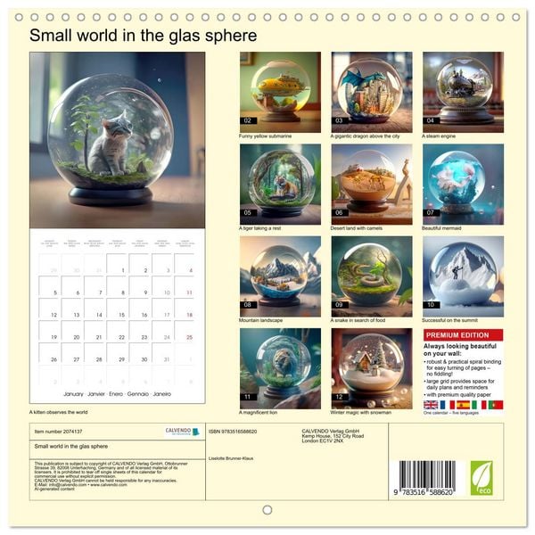 Produktbild: Small world in the glas sphere (Wall Calendar 2026 12 &times; 12 Inch) CALVENDO 12 Month Wall Calendar