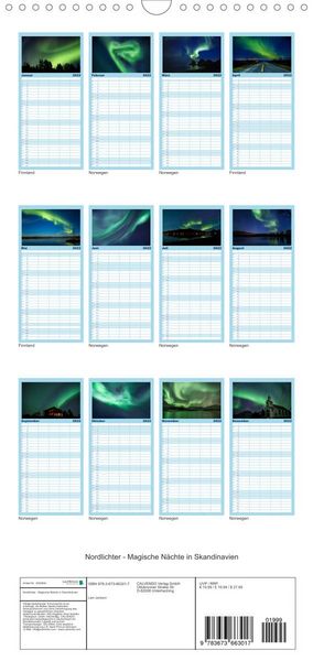 Produktbild: Familienplaner Nordlichter - Magische N&auml;chte in Skandinavien (Wandkalender 2022 , 21 cm x 45 cm, hoch)