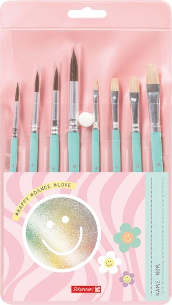 Produktbild: Brunnen Schulpinsel-Set Happy Hippie &brvbar; mint, 8 Pinsel