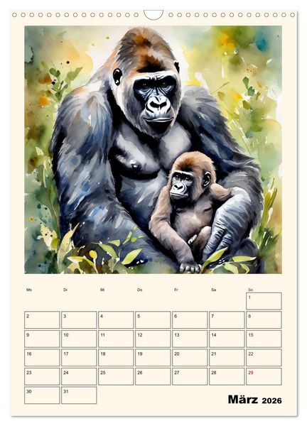 Produktbild: Schimpansen & Gorillas (Wandkalender 2026 DIN A3 hoch), CALVENDO Monatskalender