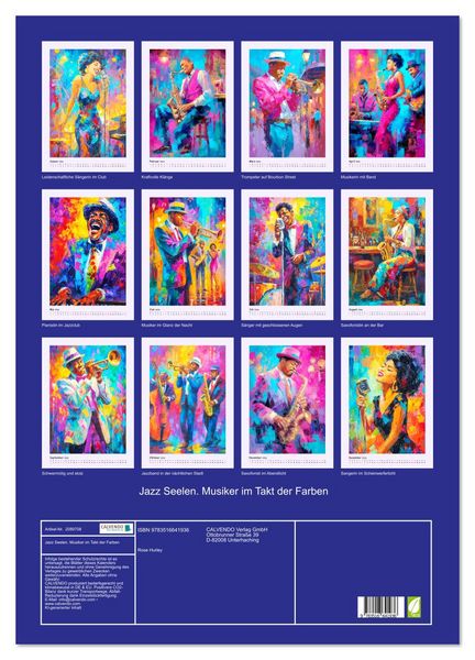 Produktbild: Jazz Seelen. Musiker im Takt der Farben (Wandkalender 2026 DIN A2 hoch), CALVENDO Monatskalender