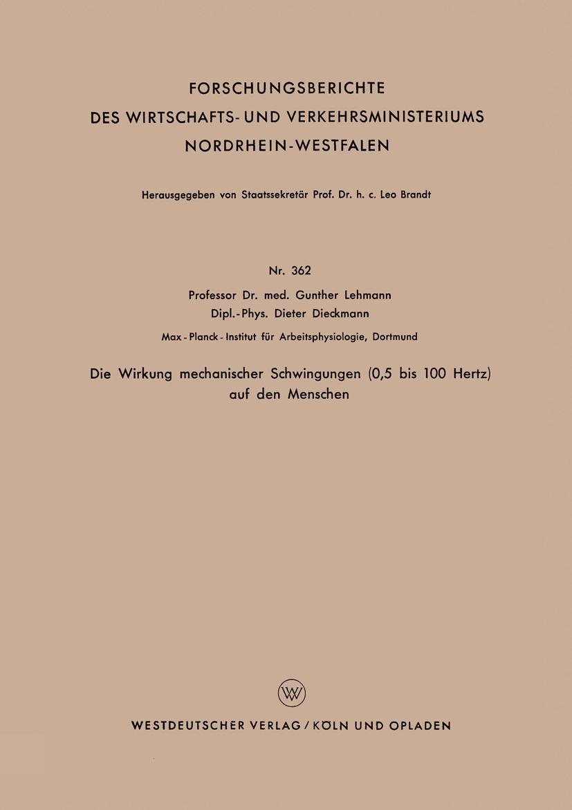 Produktbild: Die Wirkung mechanischer Schwingungen (0,5 bis 100 Hertz) auf den Menschen