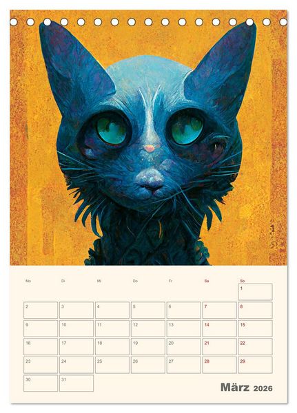 Produktbild: Die 7 Leben einer Katze (Tischkalender 2026 DIN A5 hoch), CALVENDO Monatskalender
