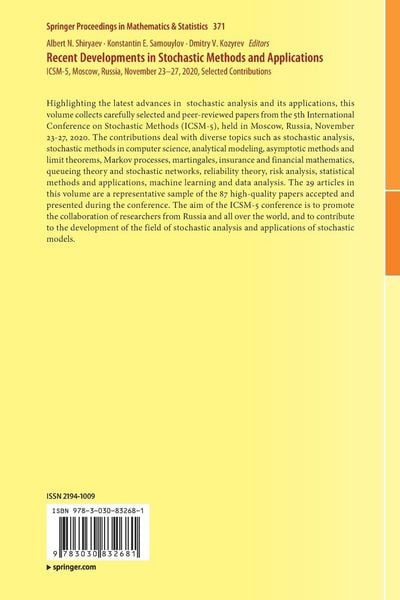 Produktbild: Recent Developments in Stochastic Methods and Applications