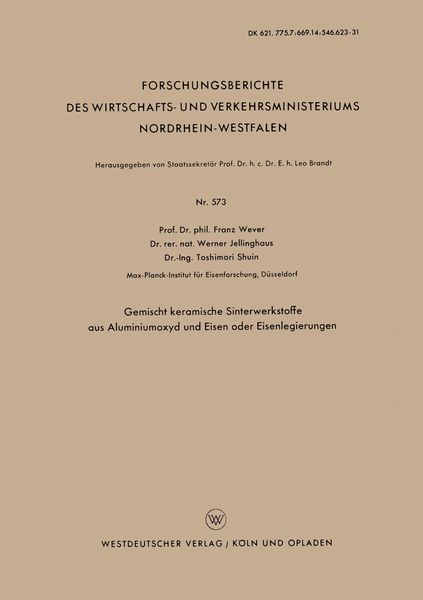 Produktbild: Gemischt keramische Sinterwerkstoffe aus Aluminiumoxyd und Eisen oder Eisenlegierungen