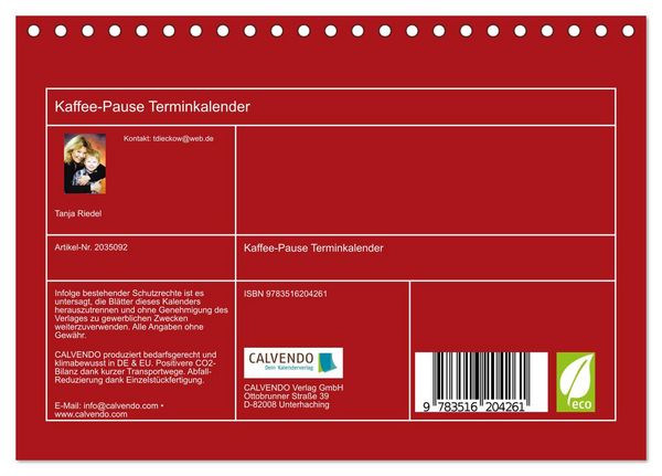 Produktbild: Kaffee-Pause Terminkalender (Tischkalender 2026 DIN A5 quer), CALVENDO Monatskalender