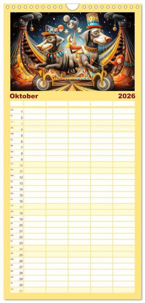 Produktbild: Familienplaner 2026 - Zirkusfantasien - Bezaubernd fremdartig mit 5 Spalten (Wandkalender, 21 x 45 cm) CALVENDO
