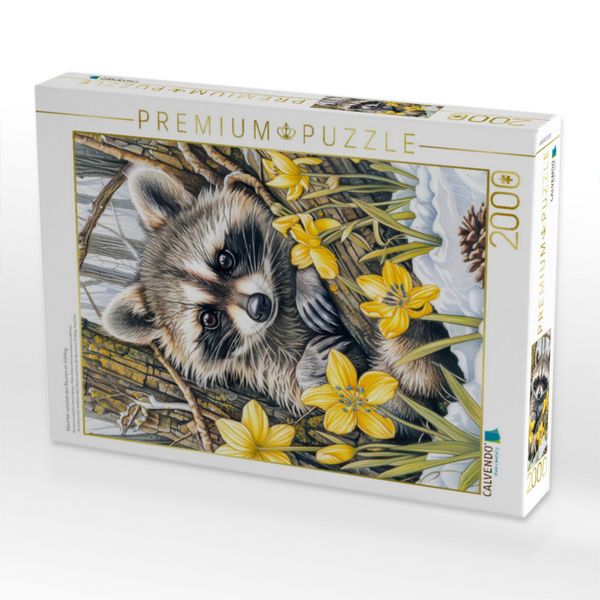 Produktbild: CALVENDO Puzzle Waschb&auml;r zwischen den B&auml;umen im Fr&uuml;hling. | 2000 Teile Lege-Gr&ouml;&szlig;e 90x67cm Foto-Puzzle f&uuml;r gl&uuml;ckliche Stunden