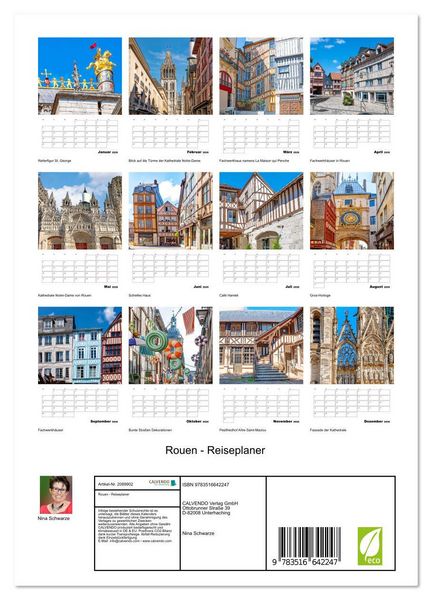 Produktbild: Rouen - Reiseplaner (Wandkalender 2026 DIN A4 hoch), CALVENDO Monatskalender