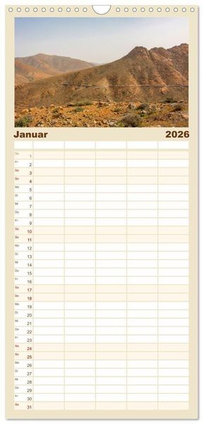 Produktbild: Familienplaner 2026 - Fuerteventura &ndash; Von Str&auml;nden und Bergen mit 5 Spalten (Wandkalender, 21 x 45 cm) CALVENDO
