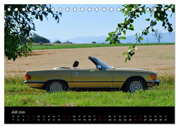 Produktbild: Mercedes SL W107 - zeitlose Eleganz (Tischkalender 2026 DIN A5 quer), CALVENDO Monatskalender