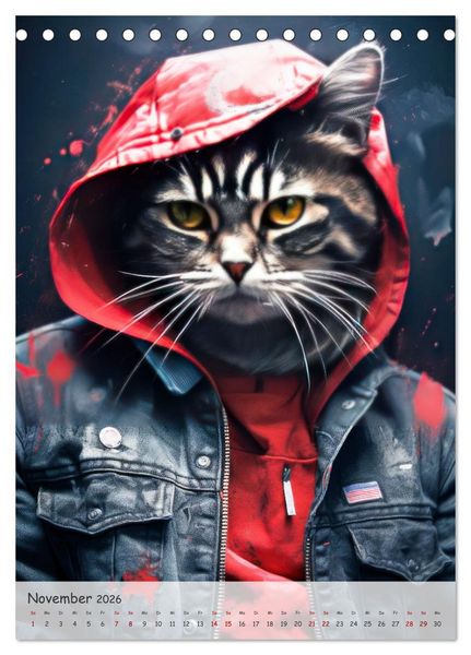 Produktbild: Katzen im lustigen Gangsterlook (Tischkalender 2026 DIN A5 hoch), CALVENDO Monatskalender
