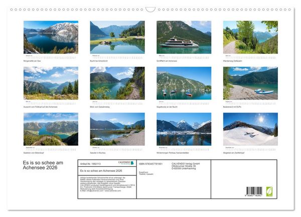 Produktbild: Es is so schee am Achensee 2026 (Wandkalender 2026 DIN A2 quer), CALVENDO Monatskalender