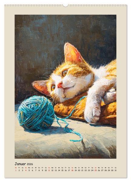 Produktbild: Katzen. Momente feliner Poesie in &Ouml;loptik (Wandkalender 2026 DIN A2 hoch), CALVENDO Monatskalender