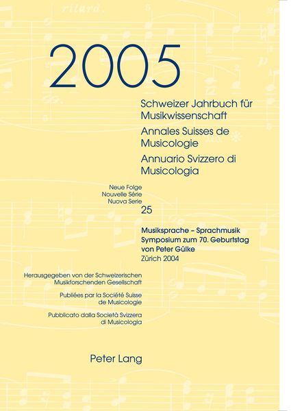Produktbild: Schweizer Jahrbuch f&uuml;r Musikwissenschaft- Annales Suisses de Musicologie- Annuario Svizzero di Musicologia
