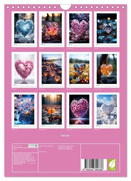 Produktbild: Herzen (Wandkalender 2026 DIN A4 hoch), CALVENDO Monatskalender