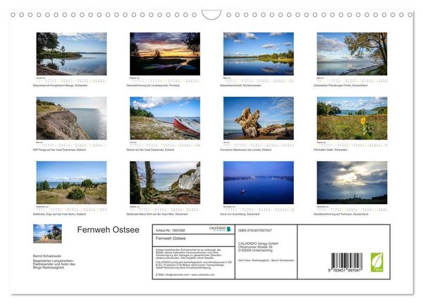 Produktbild: Fernweh Ostsee (Wandkalender 2026 DIN A3 quer), CALVENDO Monatskalender