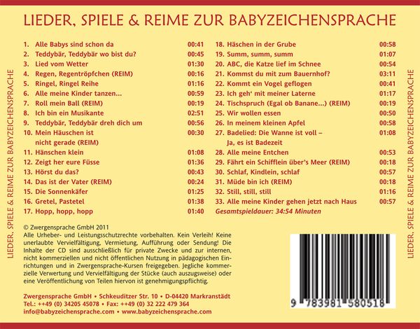 Produktbild: Lieder, Spiele & Reime zur Babyzeichensprache