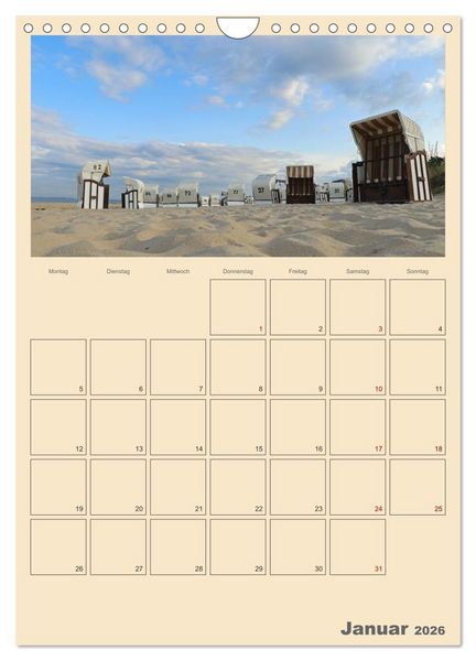 Produktbild: Usedom Ostsee - Terminplaner (Wandkalender 2026 DIN A4 hoch), CALVENDO Monatskalender