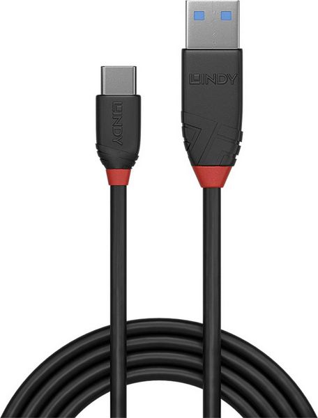 Produktbild: LINDY USB-Kabel USB 3.2 Gen1 USB-C&reg; Stecker, USB-A Stecker 0.50m Schwarz 36915