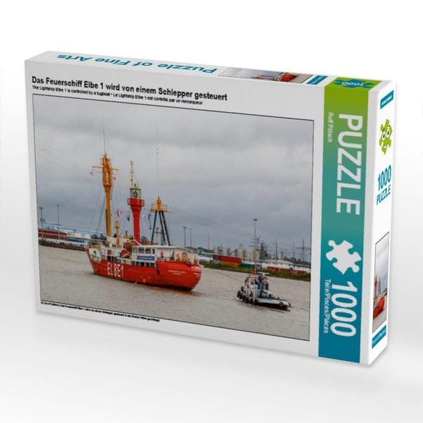 Produktbild: CALVENDO Puzzle Das Feuerschiff Elbe 1 wird von einem Schlepper gesteuert | 1000 Teile Lege-Gr&ouml;&szlig;e 64x48cm Foto-Puzzle f&uuml;r gl&uuml;ckliche Stunden