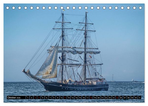 Produktbild: Segelschiffe vor Warnem&uuml;nde (Tischkalender 2026 DIN A5 quer), CALVENDO Monatskalender