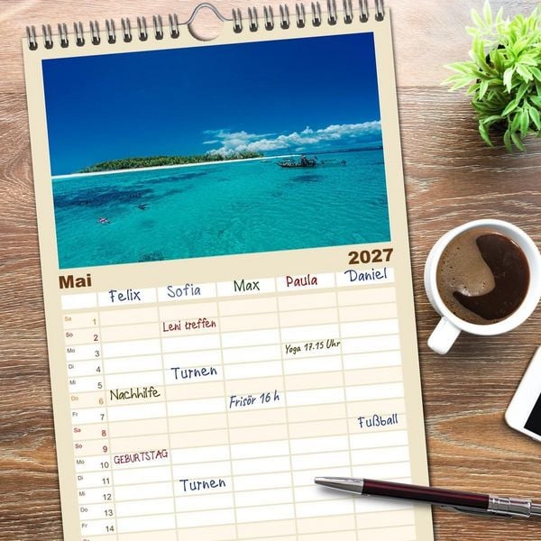 Produktbild: Familienplaner 2027 - Karibu Sansibar mit 5 Spalten (Wandkalender, 21 x 45 cm) CALVENDO