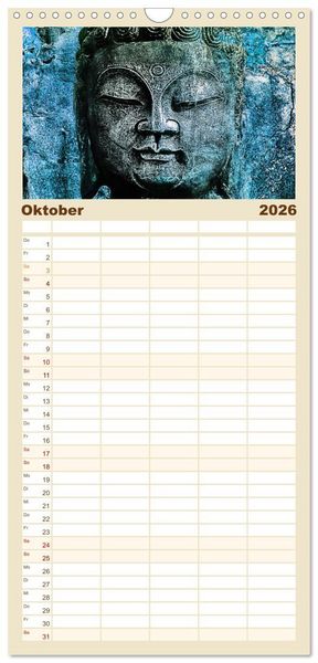 Produktbild: Familienplaner 2026 - All U Buddhas mit 5 Spalten (Wandkalender, 21 x 45 cm) CALVENDO