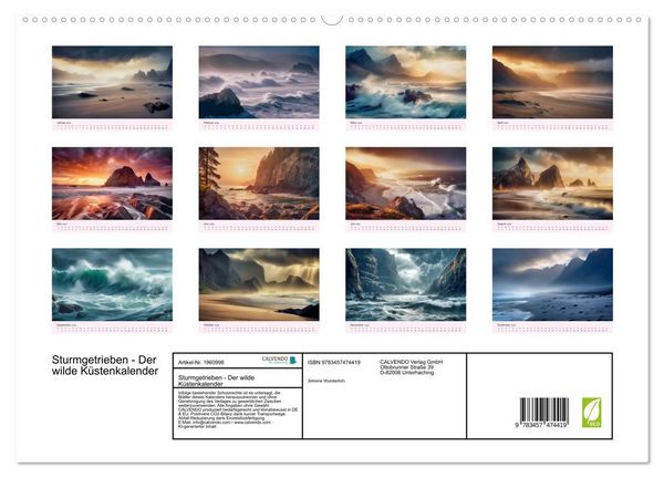 Produktbild: Sturmgetrieben - Der wilde K&uuml;stenkalender (hochwertiger Premium Wandkalender 2026 DIN A2 quer), Kunstdruck in Hochglanz