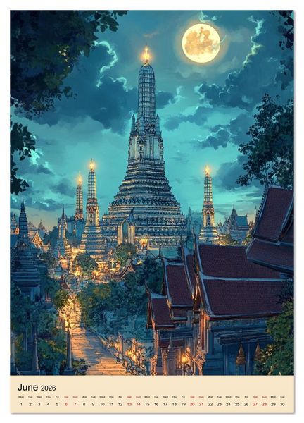 Produktbild: Thailand meets Anime (Wall Calendar 2026 DIN A3 portrait), CALVENDO 12 Month Wall Calendar