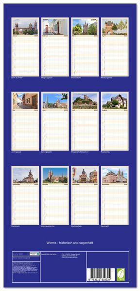 Produktbild: Familienplaner 2026 - Worms - historisch und sagenhaft mit 5 Spalten (Wandkalender, 21 x 45 cm) CALVENDO