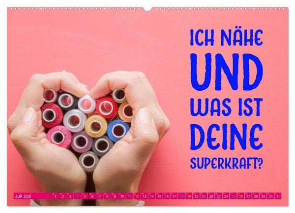 Produktbild: Nadel und Faden - N&auml;hen mit coolen Spr&uuml;chen (Wandkalender 2026 DIN A2 quer), CALVENDO Monatskalender
