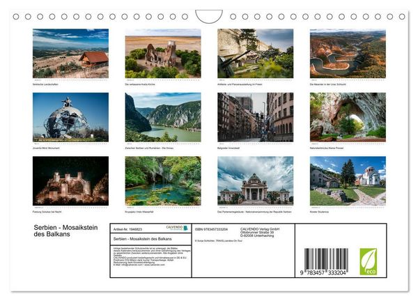 Produktbild: Serbien - Mosaikstein des Balkans (Wandkalender 2026 DIN A4 quer), CALVENDO Monatskalender