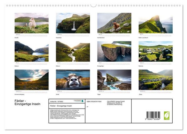Produktbild: F&auml;r&ouml;er - Einzigartige Inseln (Wandkalender 2026 DIN A2 quer), CALVENDO Monatskalender