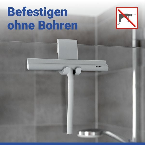 Produktbild: Badezimmerwischer Silikon Mod. Mola Grau, Edelstahl ummantelt mit Silikon
