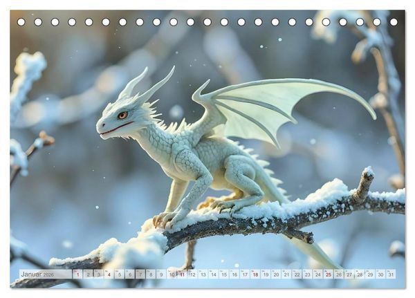 Produktbild: Regenbogenschuppen - Die geheime Welt der magischen Miniatur Drachen (Tischkalender 2026 DIN A5 quer), CALVENDO Monatskalender