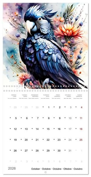 Produktbild: Des perroquets color&eacute;s (Calendrier mural carr&eacute; 2026 30x30 cm) Calendrier double avec une page pour vos prises de notes