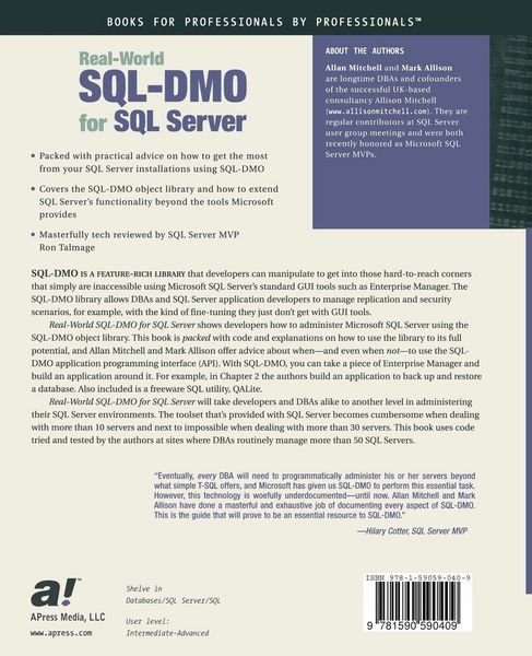 Produktbild: Real-World SQL-DMO for SQL Server