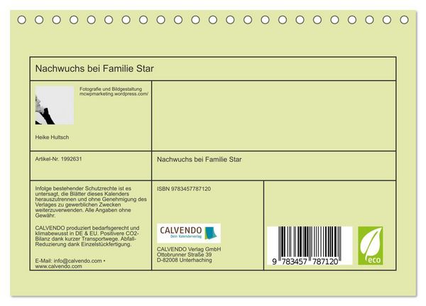 Produktbild: Nachwuchs bei Familie Star (Tischkalender 2026 DIN A5 quer), CALVENDO Monatskalender
