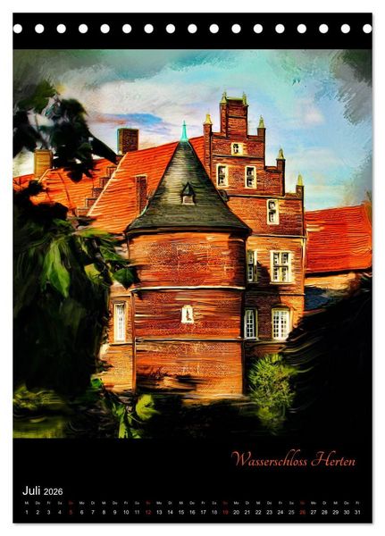 Produktbild: Herten - Digital gemalt (Tischkalender 2026 DIN A5 hoch), CALVENDO Monatskalender