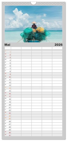 Produktbild: Familienplaner 2026 - Netzpoesie: Ein Jahr in Farben mit 5 Spalten (Wandkalender, 21 x 45 cm) CALVENDO