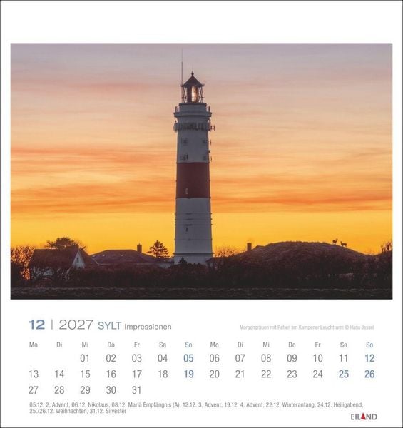 Produktbild: Sylt Impressionen Postkartenkalender 2027