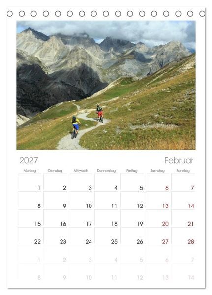 Produktbild: Tischplaner 2027 - Mountainbike Traumpfade (A5 Tischkalender zum Aufstellen) CALVENDO