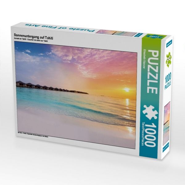 CALVENDO Puzzle Sonnenuntergang auf Tahiti | 1000 Teile Lege-Größe 64 × 48 cm Foto-Puzzle für glückliche Stunden