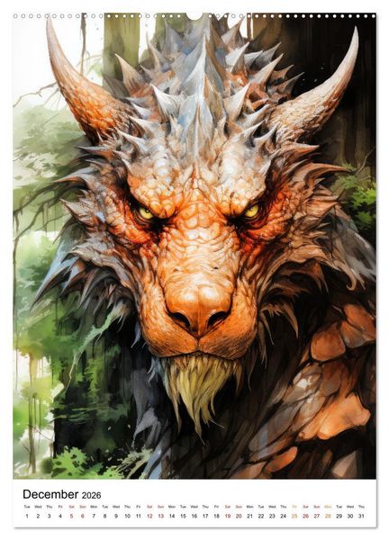Produktbild: Medieval Drakes (High Quality Premium Wall Calendar 2026 DIN A2 portrait),CALVENDO 12 Month Wall Calendar