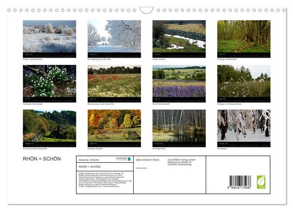 Produktbild: RH&Ouml;N = SCH&Ouml;N (Wandkalender 2026 DIN A3 quer), CALVENDO Monatskalender